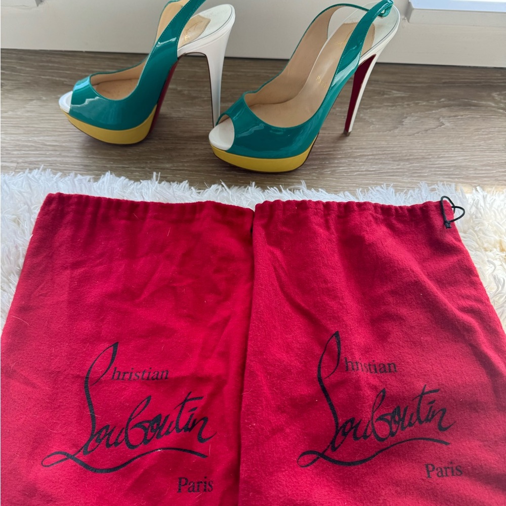 Christian Louboutin Blue and Yellow Heels